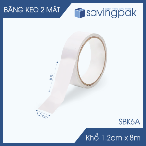 SBK6A - 6 cuộn băng keo 2 mặt siêu dính - Khổ 1.2cm x 8m - Băng dính 2 mặt băng keo hai mặt
