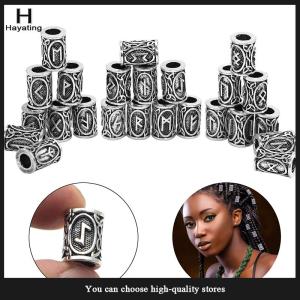 Hayating 24 pcs Viking Runes Set Loose Beads Spacer Beads For Hair Braid Dreadlock Beads DIY Jewelry Making