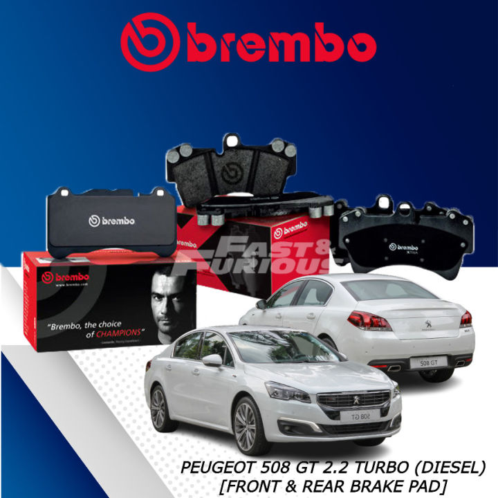 ORIGINAL BREMBO PEUGEOT 508 GT 2.2 TURBO (DIESEL) BRAKE PAD FRONT (DEPAN) & REAR (BELAKANG)
