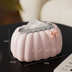 【1-3 Days Delivery】Pumpkin Spring Tissue Box Minimalist Flocked Tissue Box Holder living Room Desktop Storage Box
