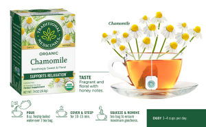 Traditional Medicinals ชาคาโมมายล์ออร์แกนิก ผ่อนคลาย ช่วยระบบย่อยอาหาร ปราศจากคาเฟอีน บรรจุ 16 ถุงชา