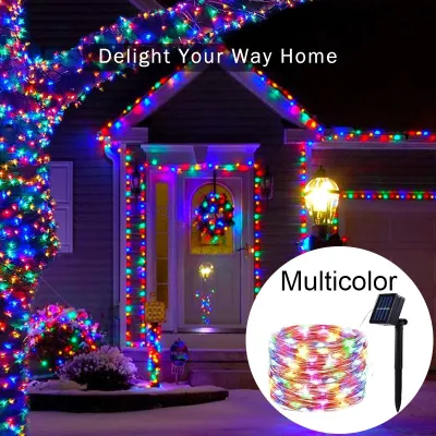 Lampu Raya LED Solar Light Twinkle Starry String Copper Wire Light 8 Modes LED Light Strip Fairy DIY Outdoor Waterproof
