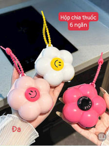 Hộp Chia Thuốc 6 Ngăn Hình Hoa Cute Mini Có Dây Móc – Đựng Thuốc Trang Sức Tiện Mang Du Lịch