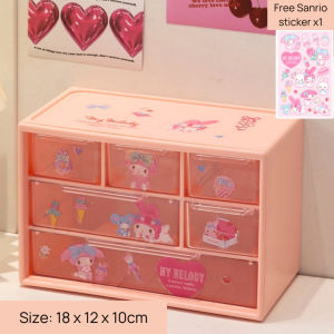 DecoRaya Pengatur Alat Tulis Lucu Sempurna Kotak Kemas Drawer Organizer 6 Grid Cute Desktop Storage Box Kawaii Container Case School Office Supplies Space Saving Solution Desk Accessories Multi Compartment 多层收纳整理盒 DR