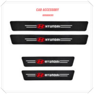 Nẹp Chống Xước Bậc Cửa Ô Tô Có Logo Hãng Xe - 4 Miếng Bản Rộng Sợi Carbon