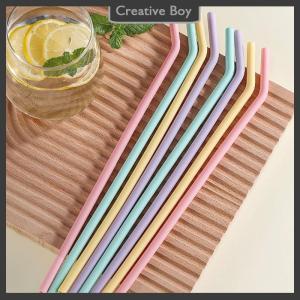 [Creative] 4Pcs Food Grade Colorful Silicone Straws For Children Drinking Water Drinks Juice Curved Straws Reusable Cocktail Straws