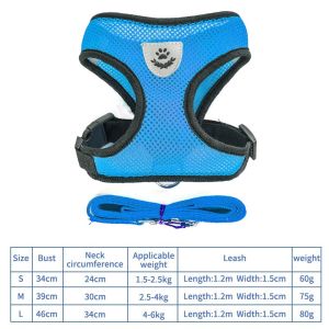 Pet dog harness with leash puppy harness vest for dog cat reflective puppy leash harness