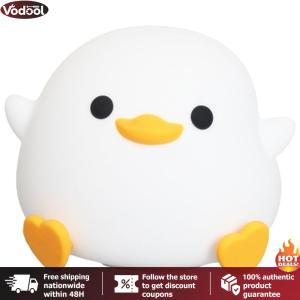 [Vodool Tool Outlet] Silicone Duck Pat Night Light Dimmable Bedside Lamp 7 Light Colors Atmosphere Light Cartoon Sleeping Light for Kids Room