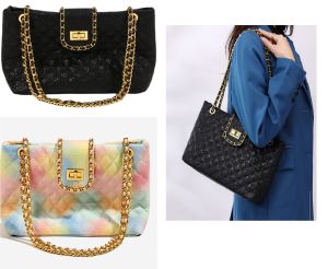 Hong Kong Caviar Pebbled Calfskin Leather 2 Way Fashion Tote Bag