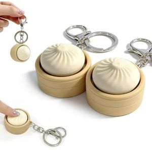 Aitemay 4PCS Baozi Keychain – Squeeze Steamed Bun Fidget Toy for Stress Relief Kids & Adults