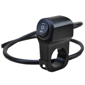 สวิตช์แฮนด์มอเตอร์ไซค์แบบปุ่มคู่ขายดีใหม่พร้อมไฟ LED สีน้ำเงินแบบวงแหวน กันน้ำและทนทานสากล 25 มม