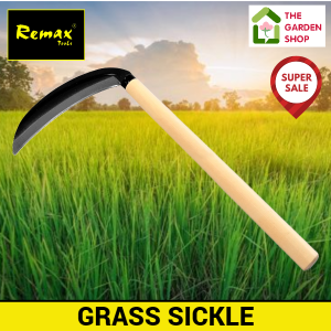 REMAX GRASS SICKLE COME WITH WOOD HANDLE SABIT RUMPUT PISAU POTONG RUMPUT GARDEN TOOL