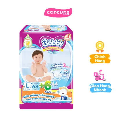 Tã dán Bobby Fresh Siêu thấm - Khô thoáng L68