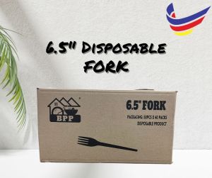 6.5" Black Fork (50pcs+-) Garpu Panjang Hitam/ Disposable Plastic Cutlery/ Party Long Fork 6.5"/ Garpu Dispose Panjang