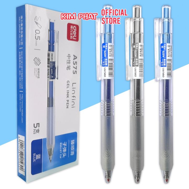 Bút Bi Nước Văn Phòng Mực Gel Deli A575 Ngòi 0.5mm Vỏ trong suốt ...