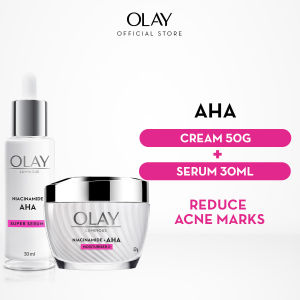 [Bundle of 2] Olay Luminous Niacinamide + AHA Face Cream Moisturizer 50g & Super Serum 30ml