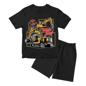 Baju Kaos Setelan Anak Laki Laki Karakter Excavator Cowok Distro Keren Usia 1 - 10 Tahun - DTF