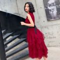 [LYSY] Woman Retro Dresses Bow Pinup Ball Grown Belt Party Robe Vestidos High Street Mid-length Blazers Style Slim Sleeveless Dress New ☆. 
