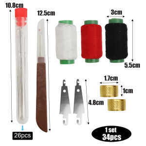 34pcs Stainless Steel Sewing Needles Set Embroidery Cross Large Eye with Thread Multi Size DIY Clothing Sewing Manual Tools