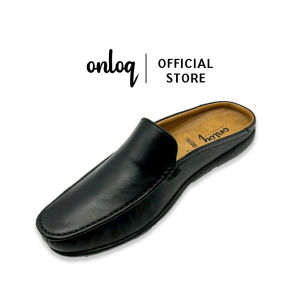 รองเท้าหนังแท้ แบบเปิดส้น รองเท้าโลฟเฟอร์ onloq รองเท้าหนังแท้