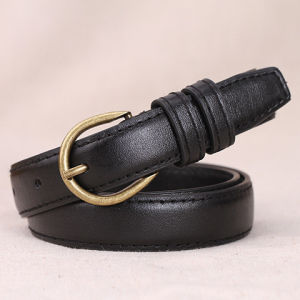 Ladies Vintage Belt Metal Leather Round Buckle Belt Korean Fashion Women Belts Leather Metal Buckle Waist Belt
