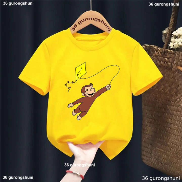 Kids George Summer Clothes Curious George Monkey Cartoon Printed