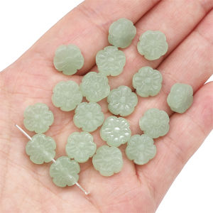 10pcs Multi Size Jade Color Glass Beads New Pumpkin Copper Coin Plum Blossom Shape Loose Bead for DIY Handmade Bracelet Necklace Jewelry Making Accessories