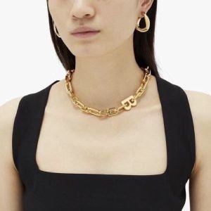 B สร้อยคอตัวอักษรหนาสร้อยคอฮิปฮอปโซ่ทองงานชุบ14Kเกรดพรีเมี่ยม