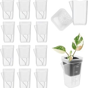 PLLEWY 2/4/6pcs Translucent ling Plant Pot With Drainage Holes Automatic Watering Planter Nursery Cups Simple Plastic Flower Pot Home Gardening Tool