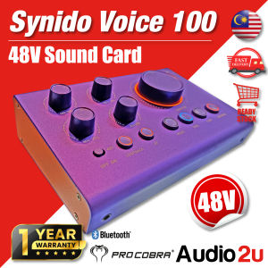 Synido Voice 100 48V Sound Card + Purple Gold Gradient Wireless Mic