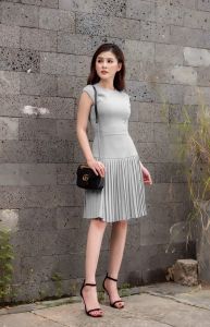 MYDU SALE 🌸 | MS 2215 – Đầm Dự Tiệc Xòe Dập Ly Lai Dáng Bay Nhẹ Nhàng Tôn Vóc Dáng