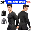 READY STOCK KL Men Boy Compression Cool Ice Slim Fit Tops Fiess Long Sleeve Sport Quick Dry Tights Gym Elastic Tee Shirt Jerseys. 