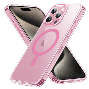 funda Transparent Phone Case For iPhone 16 15 14 13 17 Pro Max Plus Air 16e Clear For Magsafe Magnetic Wireless Cases Cover