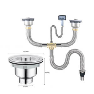Bộ xả bồn rửa chén inox 2 ngăn ống xả bằng inox