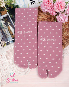 Kaos Kaki Sashee Motif Rajut Polkadot Panjang Setengah Betis 32cm