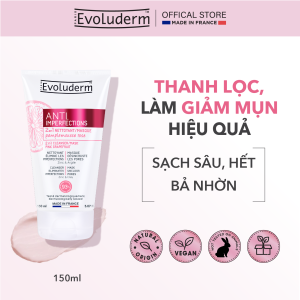Sữa rửa mặt / Mặt nạ 2in1 chiết xuất Pink GrapeFruit giúp giảm mụn đầu đen dành cho da dầu mụn Evoluderm 150ml