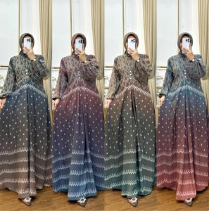 Aura set hijab cantik gradasi by khazanah store gamis cantik pesta gamis motif gamis gradasi