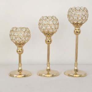 3 Height Golden Crystal Tea Light Candle Holder Sparklers Wedding Candelabra paket individu COD