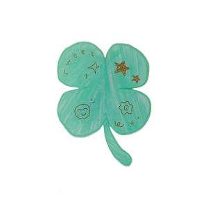Contemporary Clovers Hair Clip Sweet Style Hair Accessory Acrylic Slip Resistant Design For Daily Wear Or Parties