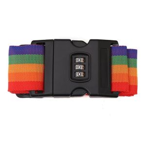 1.8M Tali Sabuk Koper Kunci Kombinasi Travel Rainbow Luggage Strap Belt With Lock Tali Pengaman Koper Pengikat Silang Koper