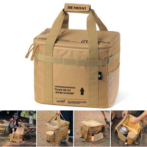 MOJOYCE กระเป๋าจัดเก็บอุปกรณ์ทำอาหาร 20 ลิตร พกพาสะดวก ช่องแบ่งถอดได้ สำหรับการตั้งแคมป์กลางแจ้ง