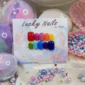 🌈LZ030🔥เล็บปลอมเจลแท้พร้อมติด ฟรีกาว+ตะไบ และของแถมสุด cute💖