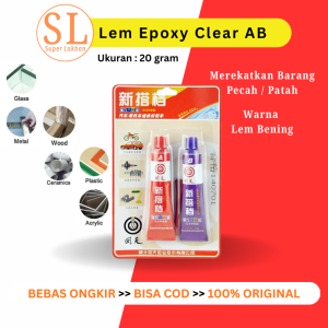 Lem AB Epoxy Clear 20gr / Penambal Knalpot Motor Bocor / Toren Pipa Air Rembes Rekat Kuat Penambal Besi Steel Metal Radiator Anti Bocor Metal Casting Glue
