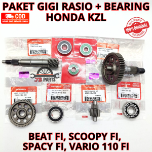 PAKET GIGI RASIO SET + BEARING HONDA KZL BEAT FI SCOOPY FI SPACY FI VARIO 110 FI Kualitas original Presisi tidak bengkok dan awet anti karat ori asli AHM cakram disk