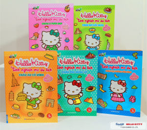 Sách - COMBO 5C Hello Kitty tinh nghịch mê du lịch (tô màu và dán hình STICKER)