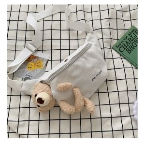 Tas Samping Wanita Tas Pinggang Waistbag Import Korea Desain Boneka Beruang Lucu/Tas Punggung Beruang/Tas Kanvas/Tas HP BAO004