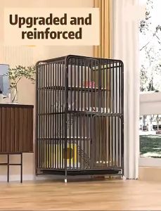 Indoor Large Cat Cage Villa Multi-Level Metal Cat House with Tray Container Easy Maintenance