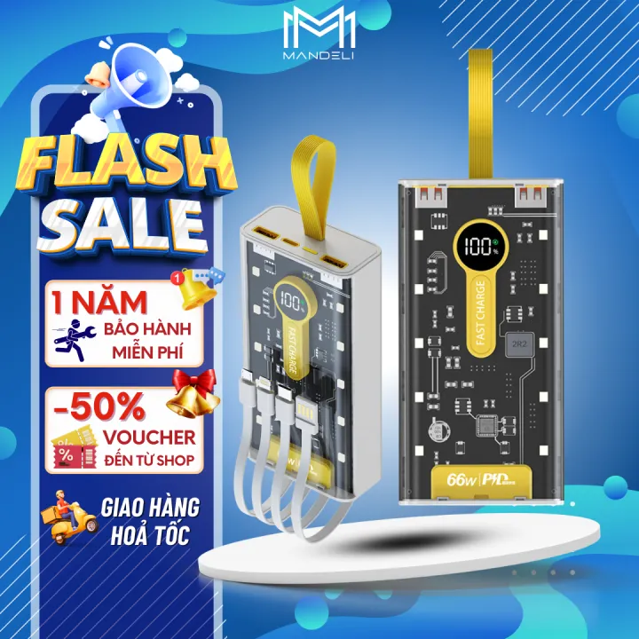 Sạc Dự Phòng 66W 20000mAh Trong Suốt Sạc Nhanh Chuẩn PD20W, Có Màn Hình ...