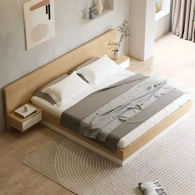Floating Bed Frame with Storage Nordic Modern Simple Minimalist Platform Tatami High Storage Japanese Style Board Type King/Queen Bed Single/Super Single Bed Bedroom