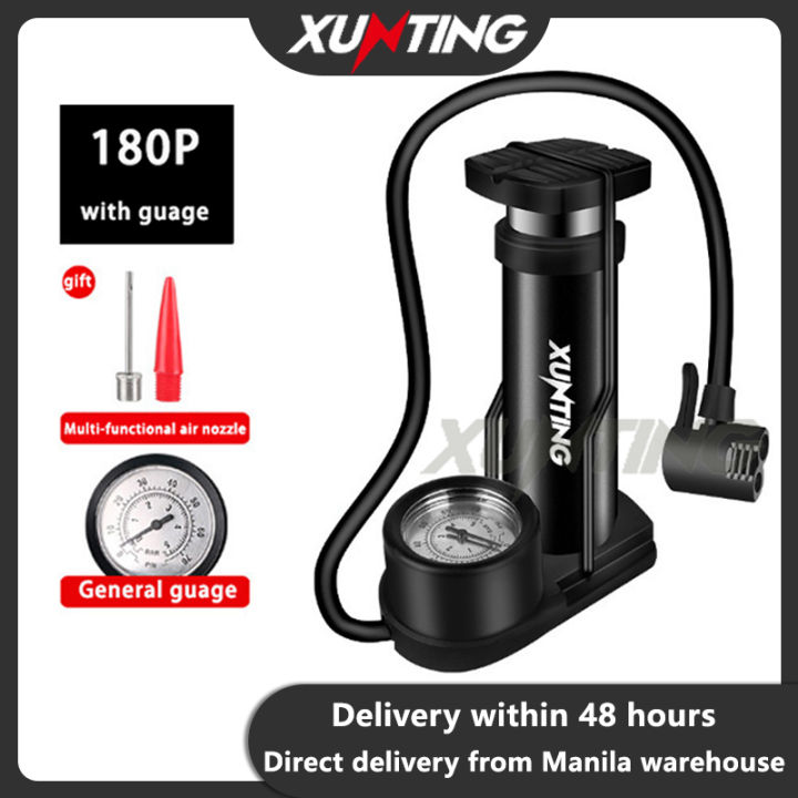 Bike Foot Pump With Gauge, Universal Presta & Schrader Valve